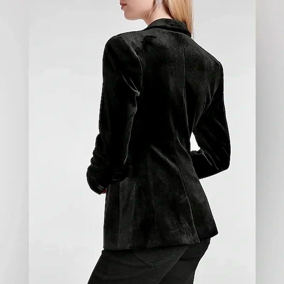Express Velvet one button blazer in black. XS. NWT. Super soft - Picture 4 of 8